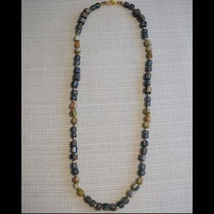 Dark Blue Recycled Glass Bead Handmade Necklace
